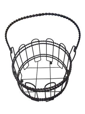 Rustic Twisted Metal Wire Basket With Handle For Storage Or Decor
